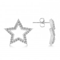 Galaxy Star Diamond Accented Stud Earrings 14k White Gold (0.35ct)