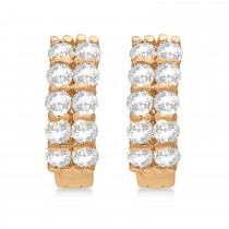 Double Row Diamond Huggie Earrings 14k Rose Gold (1.00ct)