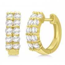 Double Row Diamond Huggie Earrings 14k Yellow Gold (1.00ct)