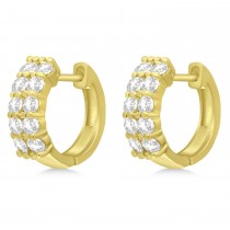Double Row Diamond Huggie Earrings 14k Yellow Gold (1.00ct)