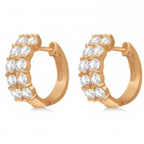 Double Row Diamond Huggie Earrings 14k Rose Gold (2.00ct)