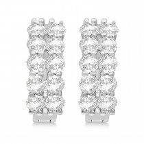 Double Row Diamond Huggie Earrings 14k White Gold (2.00ct)