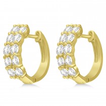 Double Row Diamond Huggie Earrings 14k Yellow Gold (2.00ct)