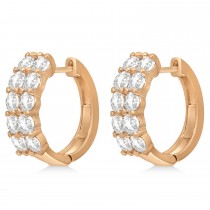 Double Row Diamond Huggie Earrings 14k Rose Gold (3.08ct)