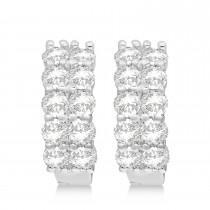 Double Row Diamond Huggie Earrings 14k White Gold (3.08ct)