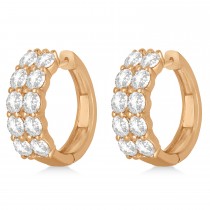 Double Row Diamond Hoop Earrings 14k Rose Gold (4.00ct)