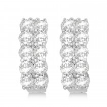 Double Row Diamond Hoop Earrings 14k White Gold (4.00ct)