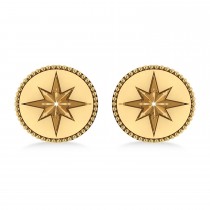 Compass Push Backs Stud Earrings 14k Yellow Gold