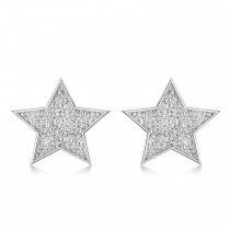 Galaxy Star Textured Diamond Illusion Stud Earrings 14k White Gold