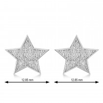 Galaxy Star Textured Diamond Illusion Stud Earrings 14k White Gold