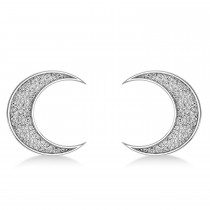 Galaxy Moon Textured Diamond Illusion Stud Earrings 14k White Gold