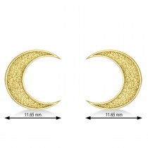 Galaxy Moon Textured Diamond Illusion Stud Earrings 14k Yellow Gold