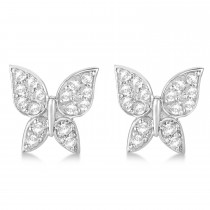 Diamond Butterfly Stud Earrings 14k White Gold (0.30ct)