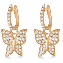 Diamond Butterfly Drop Earrings 14k Rose Gold (1.26ct)