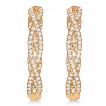 Double Helix Diamond Hoop Earrings 14k Rose Gold (1.75ct)