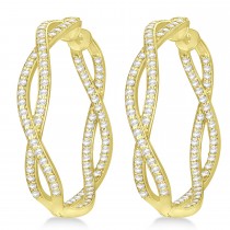 Double Helix Diamond Hoop Earrings 14k Yellow Gold (1.75ct)