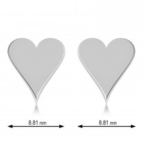 Geometric Heart-Shape Stud Earrings 14k White Gold