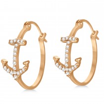 Diamond Anchor Hoop Earrings 14k Rose Gold(0.29ct)