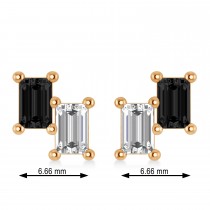Bar Black Diamond & Diamond Baguette Earrings 14k Rose Gold (1.20 ctw)