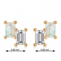 Bar Opal & Diamond Baguette Earrings 14k Rose Gold (1.20 ctw)