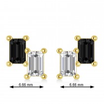 Bar Black Diamond & Diamond Baguette Earrings 14k Yellow Gold (1.20 ctw)
