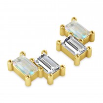 Bar Opal & Diamond Baguette Earrings 14k Yellow Gold (1.20 ctw)