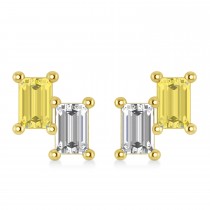 Bar Yellow Diamond & Diamond Baguette Earrings 14k Yellow Gold (1.20 ctw)