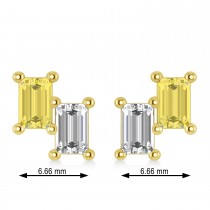 Bar Yellow Diamond & Diamond Baguette Earrings 14k Yellow Gold (1.20 ctw)
