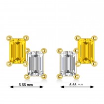 Bar Yellow Sapphire & Diamond Baguette Earrings 14k Yellow Gold (1.70 ctw)