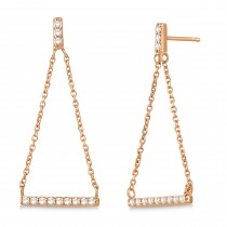 Diamond Horizontal Bar Drop Earrings 14k Rose Gold (0.25ct)