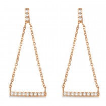 Diamond Horizontal Bar Drop Earrings 14k Rose Gold (0.25ct)