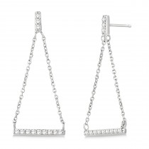 Diamond Horizontal Bar Drop Earrings 14k White Gold (0.25ct)