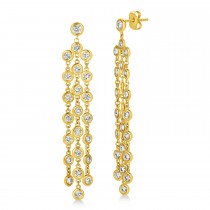 Diamond Accented Dangling Chandelier Earrings 14k Yellow Gold (2.75ct)