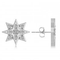 Galaxy Starburst Diamond Accented Stud Earrings 14k White Gold (0.31ct)