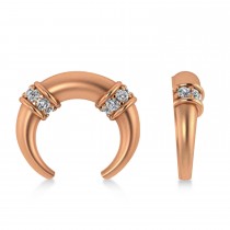 Diamond Crescent Moon Horn Earrings 14k Rose Gold (0.16ct)