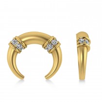 Diamond Crescent Moon Horn Earrings 14k Yellow Gold (0.16ct)