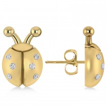 Lady's Diamond Ladybug Earrings 14k Yellow Gold  (0.18ctw)