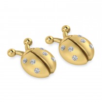 Lady's Diamond Ladybug Earrings 14k Yellow Gold  (0.18ctw)