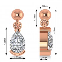 Diamond Dangling Pear Earrings 14k Rose Gold (2.00ct)