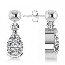 Diamond Dangling Pear Earrings 14k White Gold (2.00ct)