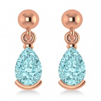Aquamarine Dangling Pear Earrings 14k Rose Gold (2.00ct)