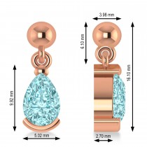 Aquamarine Dangling Pear Earrings 14k Rose Gold (2.00ct)
