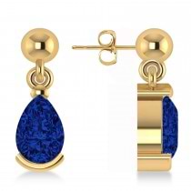 Blue Sapphire Dangling Pear Earrings 14k Yellow Gold (2.00ct)
