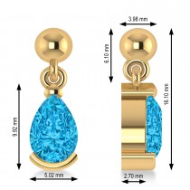 Blue Topaz Dangling Pear Earrings 14k Yellow Gold (2.00ct)