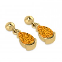 Citrine Dangling Pear Earrings 14k Yellow Gold (2.00ct)