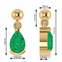 Emerald Dangling Pear Earrings 14k Yellow Gold (2.00ct)