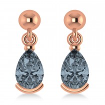 Gray Spinel Dangling Pear Earrings 14k Rose Gold (2.00ct)