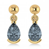 Gray Spinel Dangling Pear Earrings 14k Yellow Gold (2.00ct)
