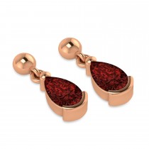 Garnet Dangling Pear Earrings 14k Rose Gold (2.00ct)