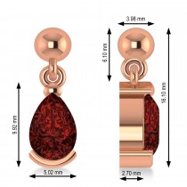Garnet Dangling Pear Earrings 14k Rose Gold (2.00ct)